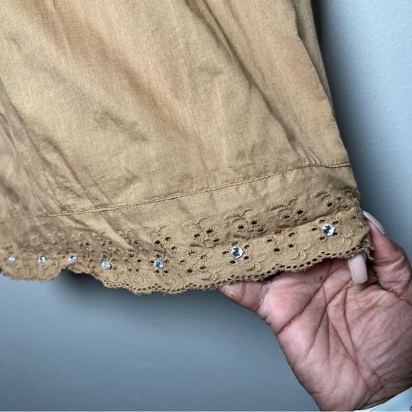 VTG Women Love Potion Babydoll Top XL Brown Ruffle Sequin‎ Trim Fairy Whimsical - Picture 6 of 8